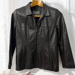 Wilsons  Black Genuine‎ Leather Full Zip Biker Moto Jacket Size XL